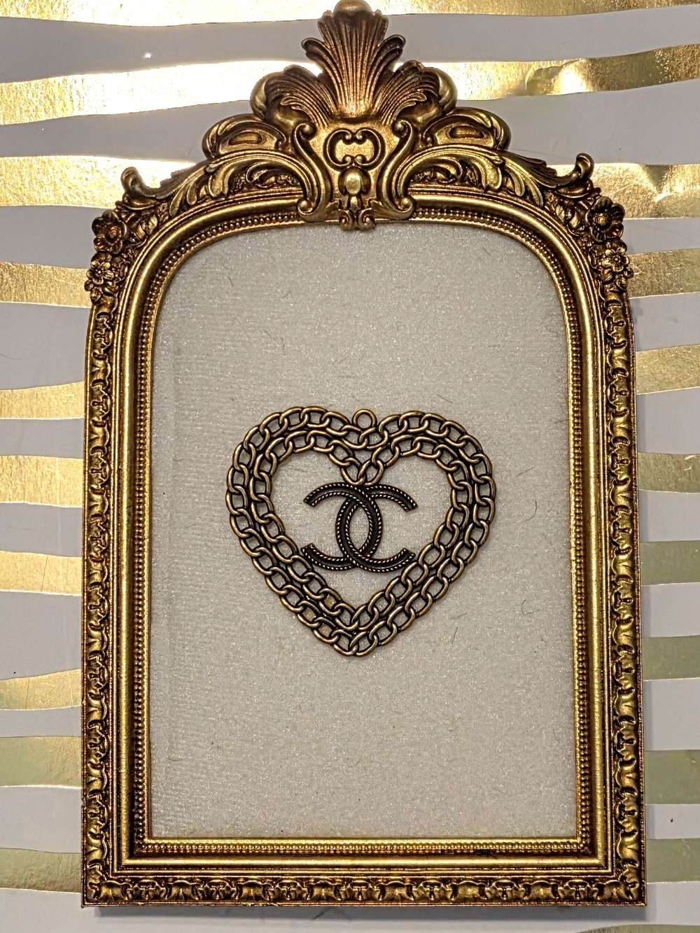 Chanel Double C Heart Pendant - Gold Tone Chain Design